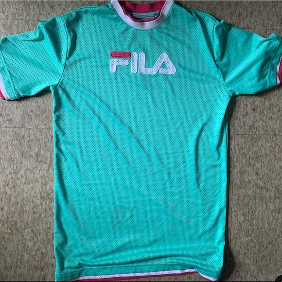 (SMALL) Green & Pink FILA T-Shirt Dress - Picture 3 of 4